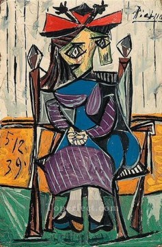 1962 Pintura al %c3%b3leo - Femme assise 2 1962 Cubismo